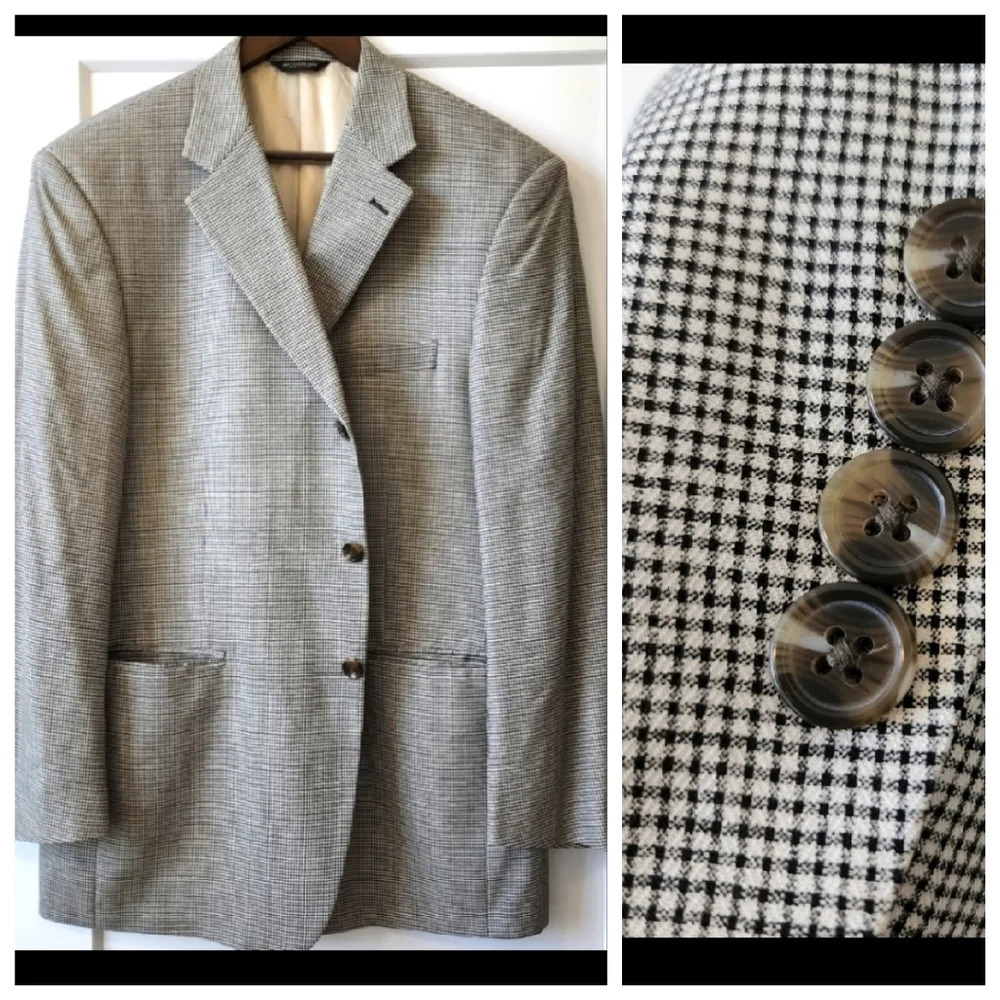 100% silk Coconut Grove gingham blazer.